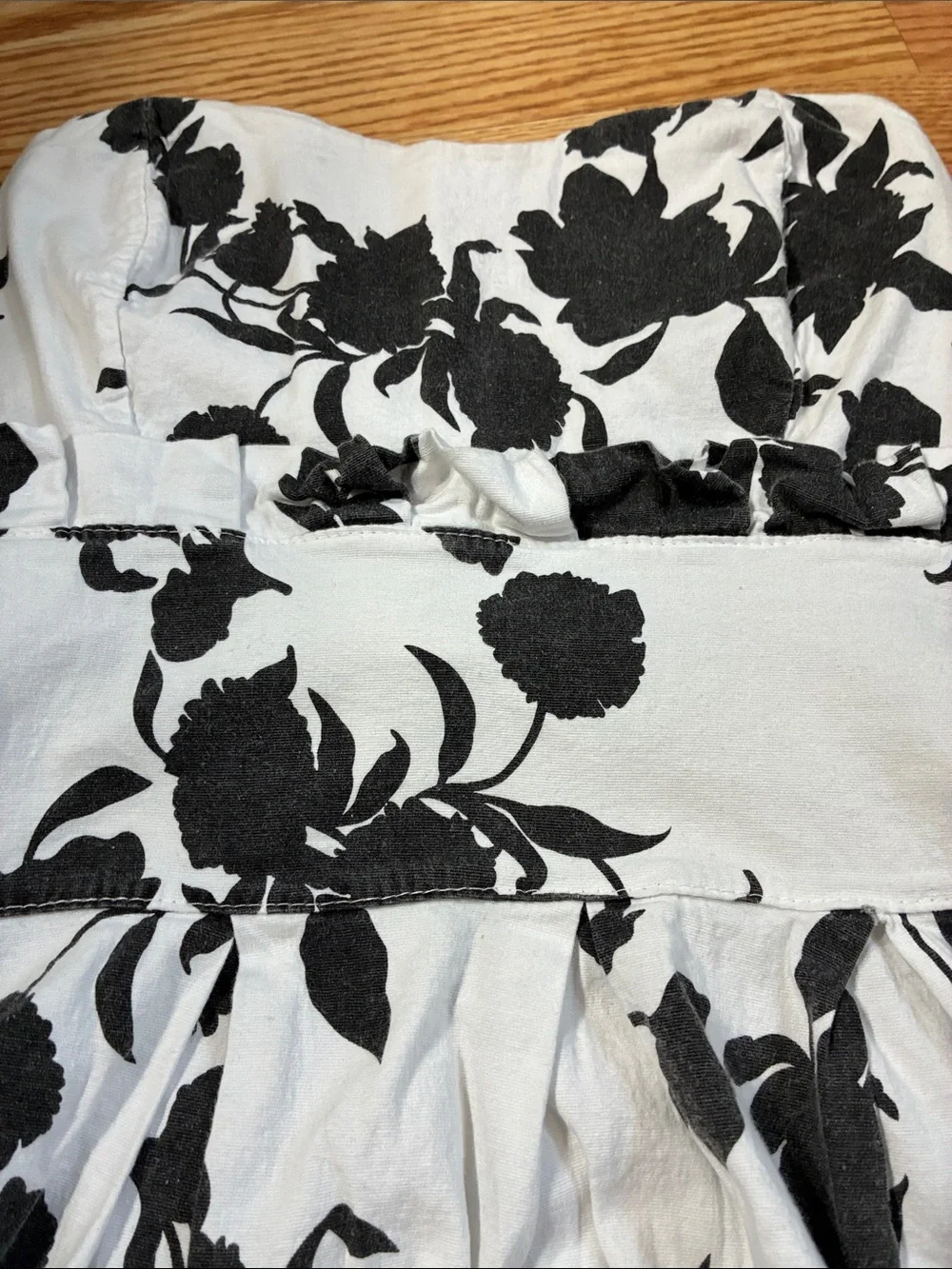 BOGO FREE Black & White Floral Mini Dress With Flare Skirt- 100% Cotton- Size-XS